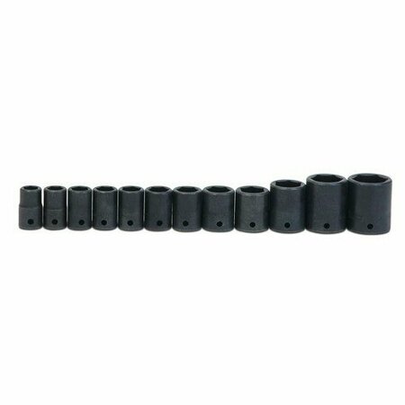WILLIAMS Socket Set, 12 Pieces, 1/2 Inch Dr, Shallow, 1/2 Inch Size JHWMS4-12HRC